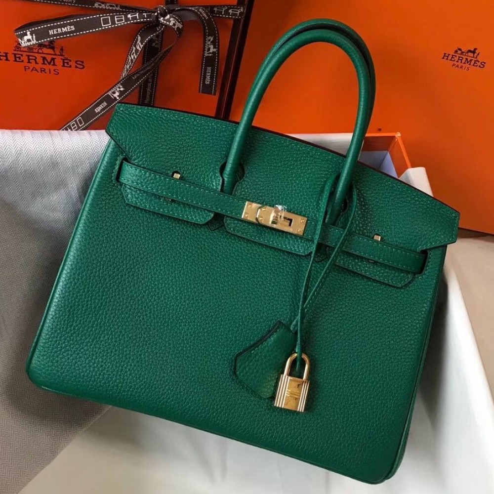 High Quality Replica Hermes Birkin 25cm Bag In Vert Vertigo Clemence Leather GHW $ 319 USD