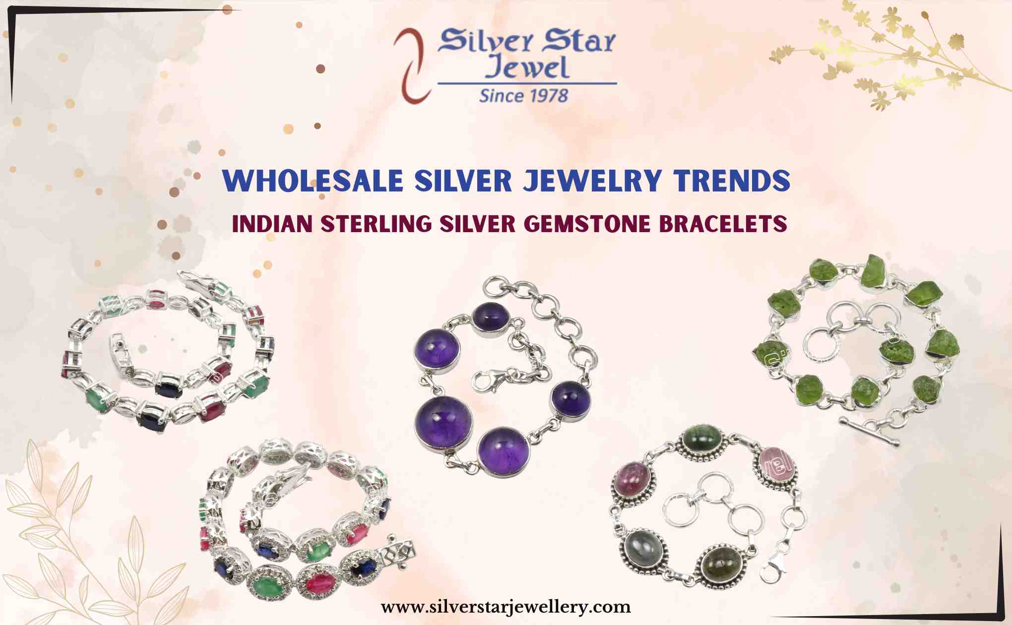 Wholesale Silver Jewelry Trends: Indian Sterling Silver Gemstone Bracelets