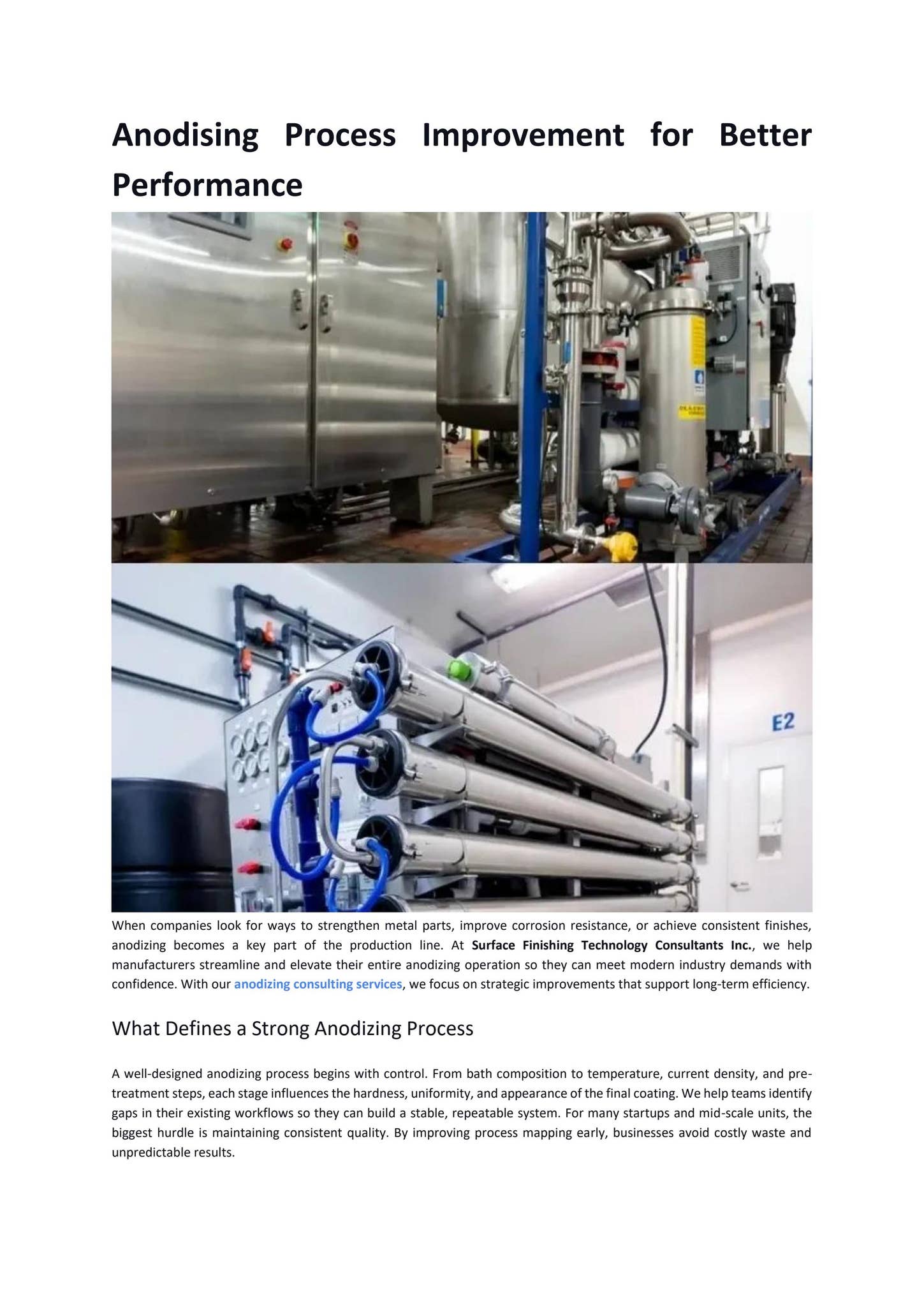 Anodising Process Improvement for Better Performance by Surface Finishing Technology Consultants Inc - Issuu